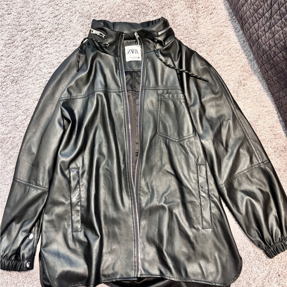 Zara Black Faux Leather Jacket